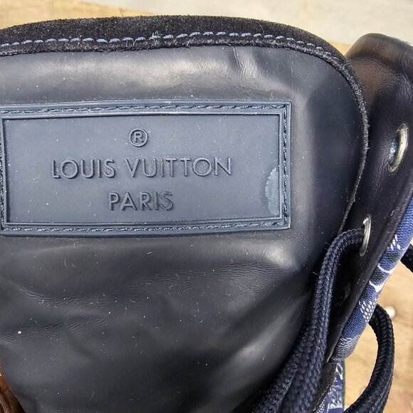 Louis Vuitton On The Road Blue Monogram Bandana High-Top Sneakers Men's Size 11 - Picture 8 of 11